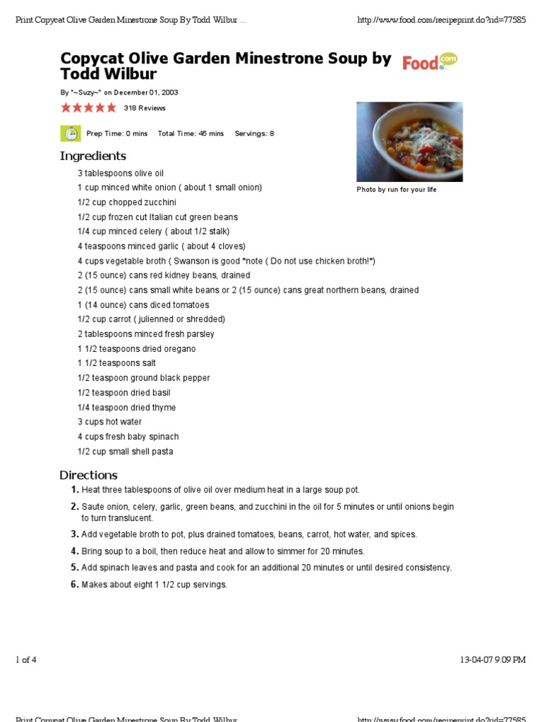 Olive Garden Minestrone Soup Imitation Pasta Teaspoon