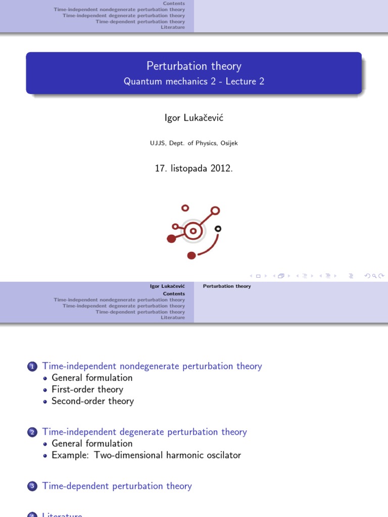 Quantum Mechanics Perturbation Theory | PDF | Perturbation Theory ...