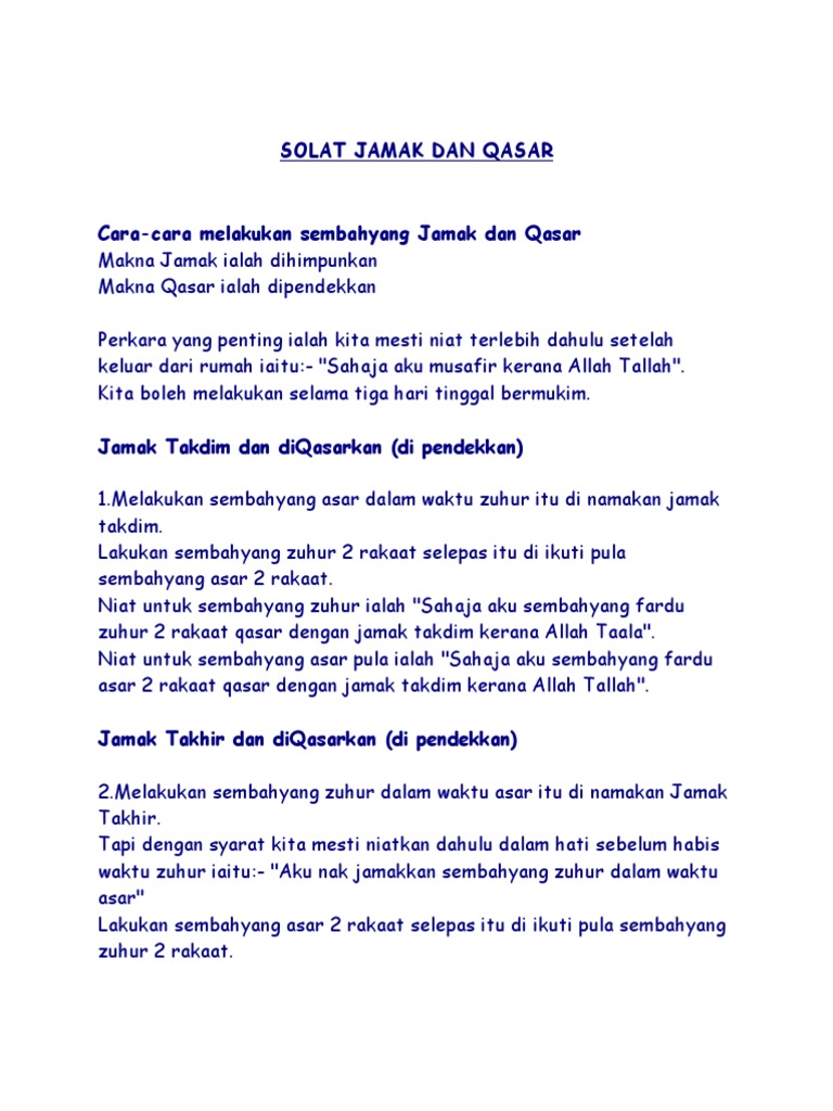 Solat Jamak Dan Qasar Pdf