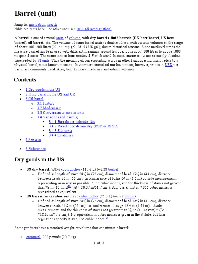 Barrel Definition Barrel (Unit) Liquids