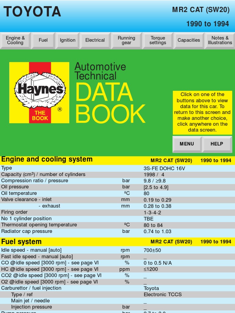 Data Book: Automotive Technical | PDF | Ignition System | Automotive ...