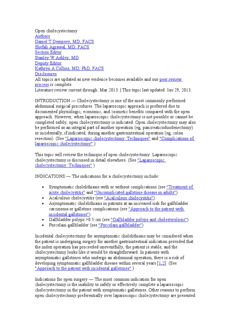Indications for Open Cholecystectomy | PDF | Gallbladder | Liver