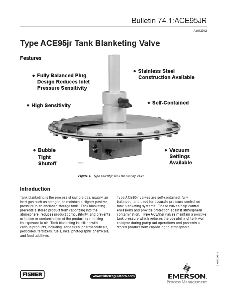 Type ACE95jr Tank Blanketing Valve PDF Valve Pump