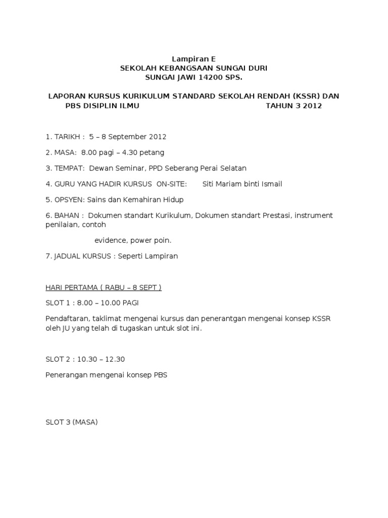 Laporan Kursus