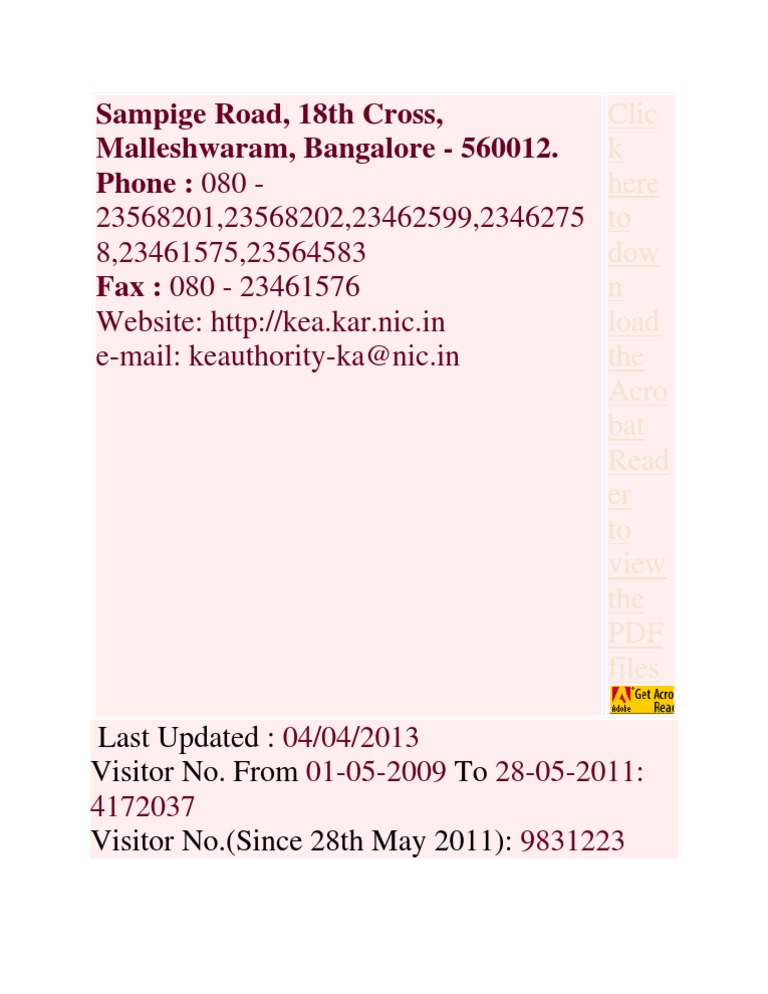 Sampige Road, 18th Cross, Malleshwaram, Bangalore 560012. Phone 080