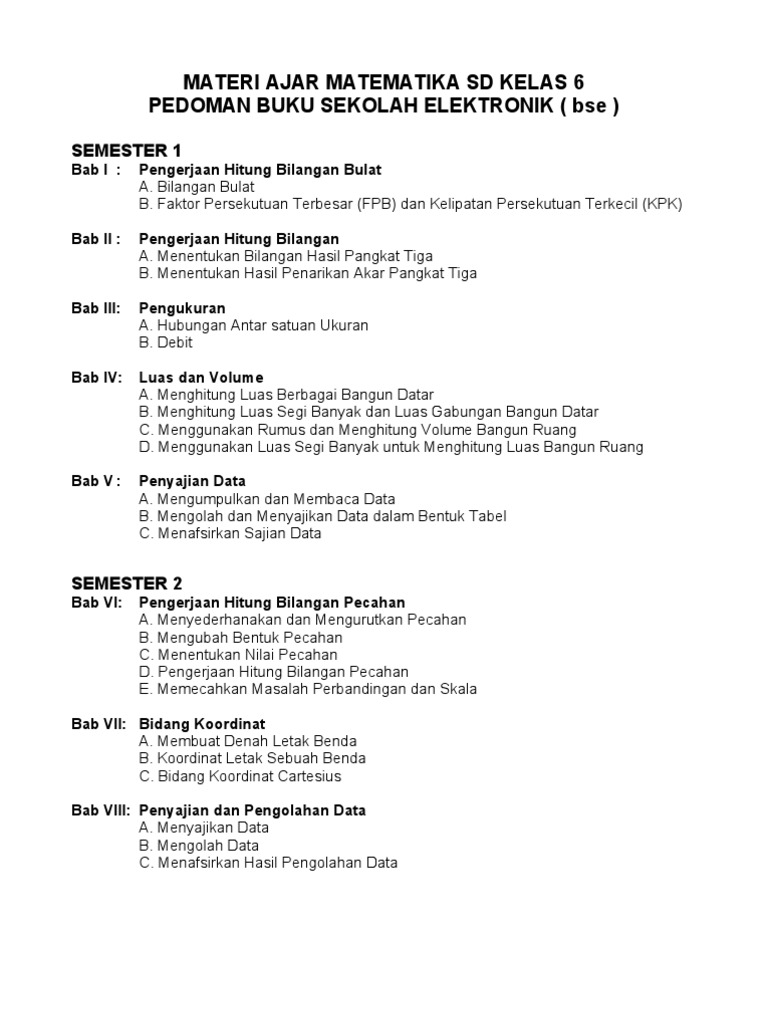Matematika Sd Kelas 6 2012 Pdf
