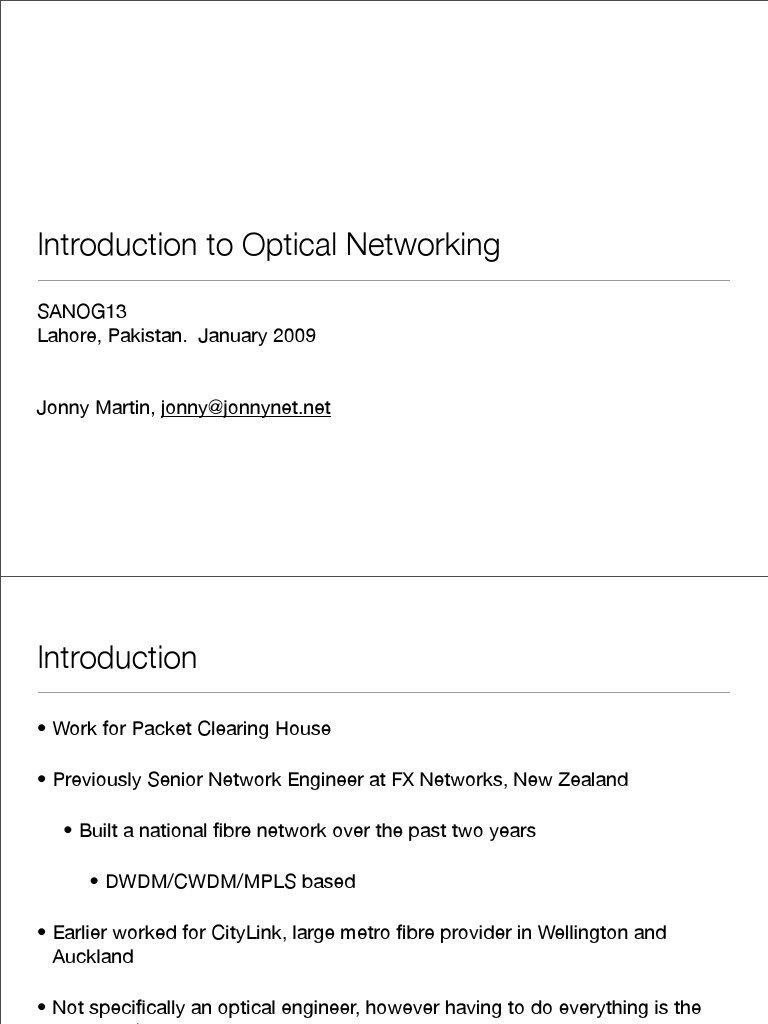 Introduction to Optical Networking Basics | PDF