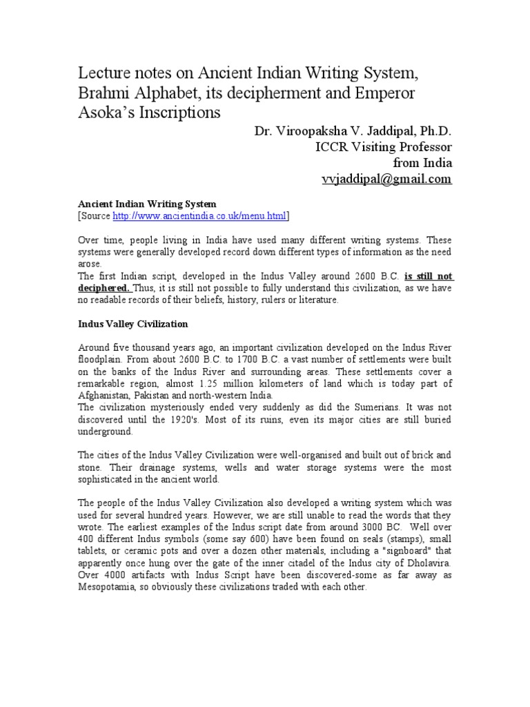 Brahmi Script and Ashoka's Inscriptions | PDF | Ashoka | Asia