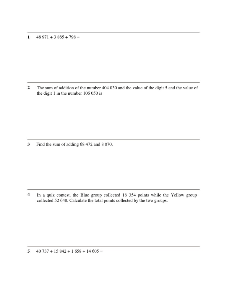Math Addition Exercises | PDF