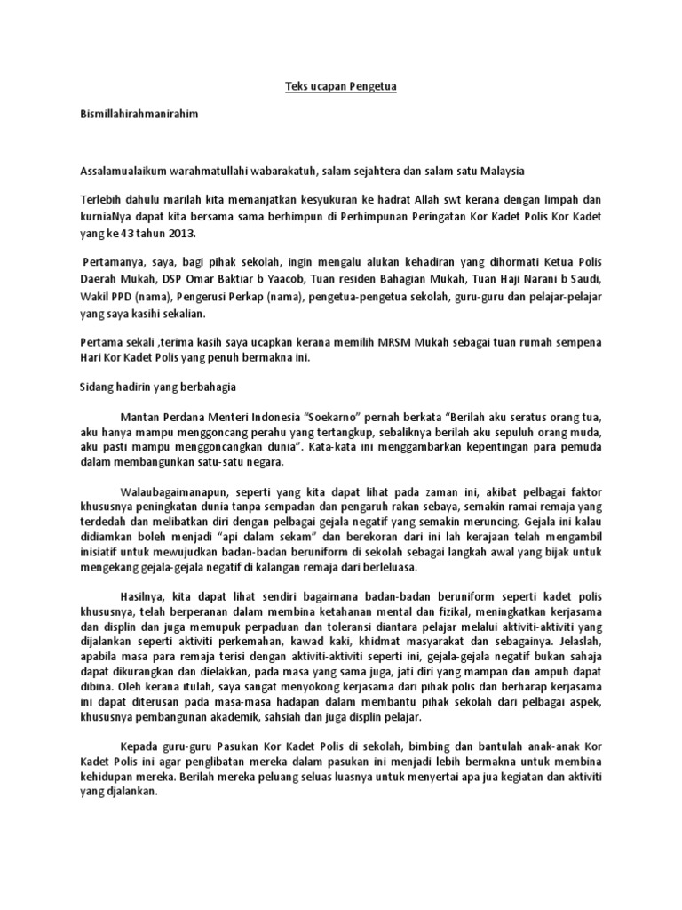 Teks Ucapan Pengetua