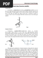 Single Stage Transistor Amplifier