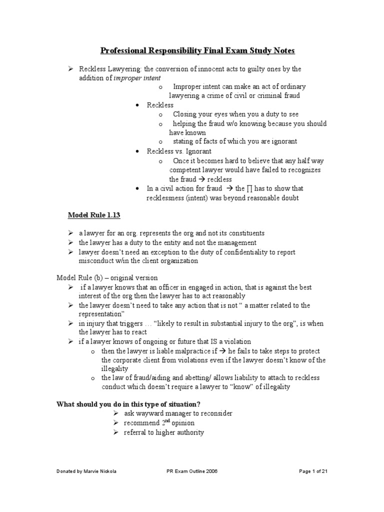 Professional responsibility attack outline image