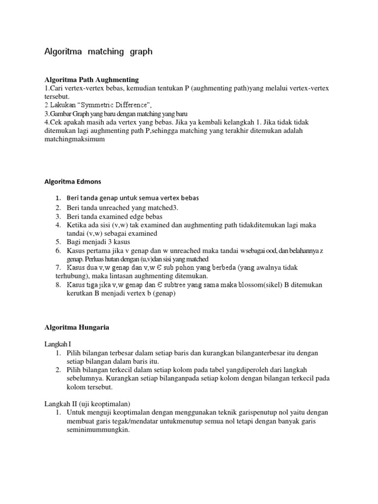 Algoritma Matching Graph dan Aplikasinya | PDF