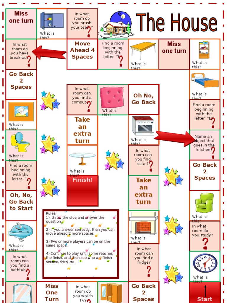 Speak Easy ESL House Board Game