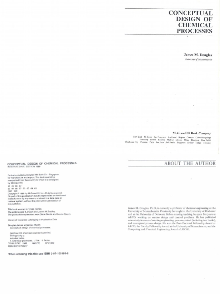 Conceptual design of chemical processes by james m douglas 