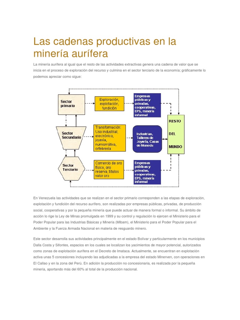 Cadenas Productivas en Minería Aurífera | PDF | Minería | Cadena de valor