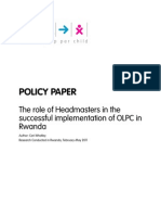 OLPC Rwanda, Role of HeadMasters - 2011