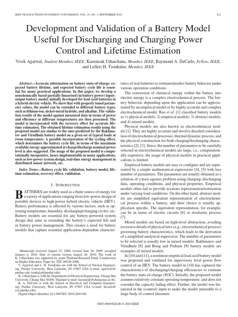 5 - Development and Validation of A Battery Model | PDF