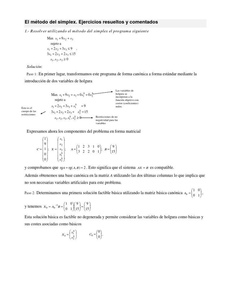 Algebra - Método Simplex | PDF