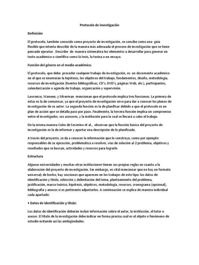 Como Se Estructura Un Protocolo de Investigacion