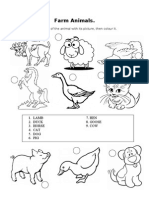 Farm Animals.: 1. Match The Name of The Animal With Its Picture, Then Colour It