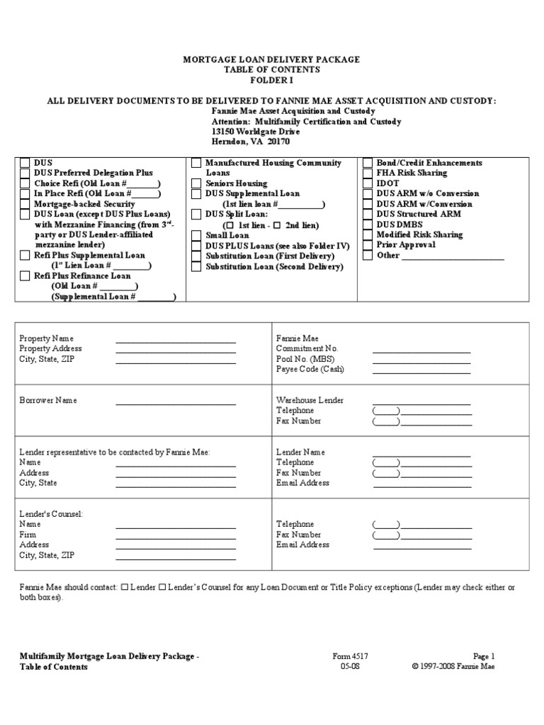 FNMA Form 4517 | PDF | Fannie Mae | Loans