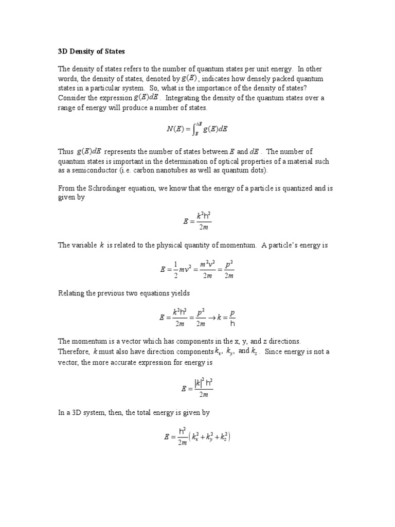 3D Density of States in Quantum Systems | PDF | Sphere | Wave Function