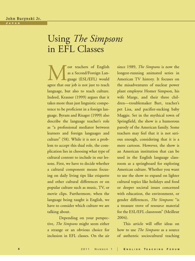 Using The Simpsons in EFL Teaching | PDF | Language Arts & Discipline ...