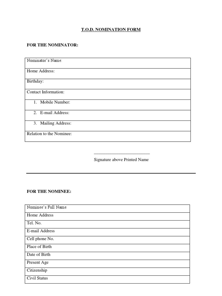 T.O.D. Award Nomination Form | PDF