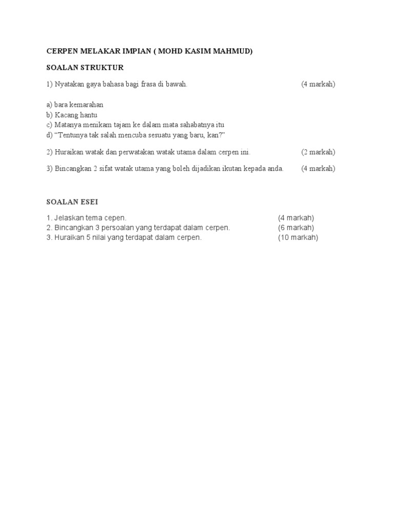 CERPEN MELAKAR IMPIAN