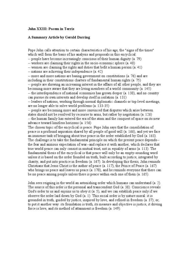 Peace and Human Rights Encyclical | PDF | Catholic Social Teaching ...