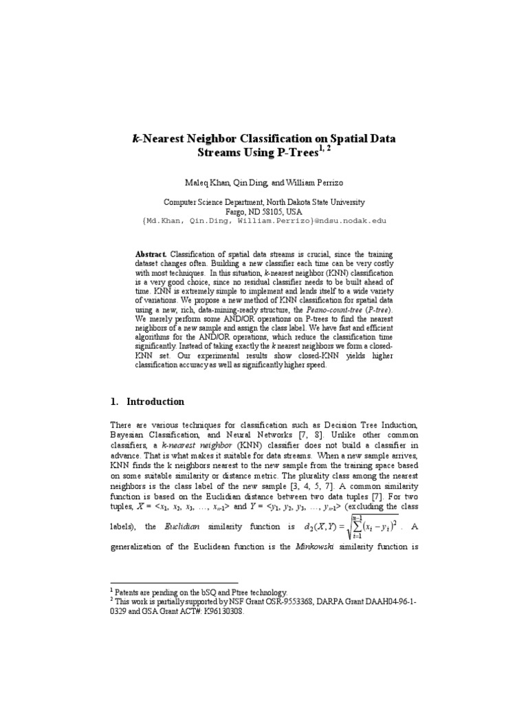KNN Classification for Spatial Data Streams | PDF | Statistical ...