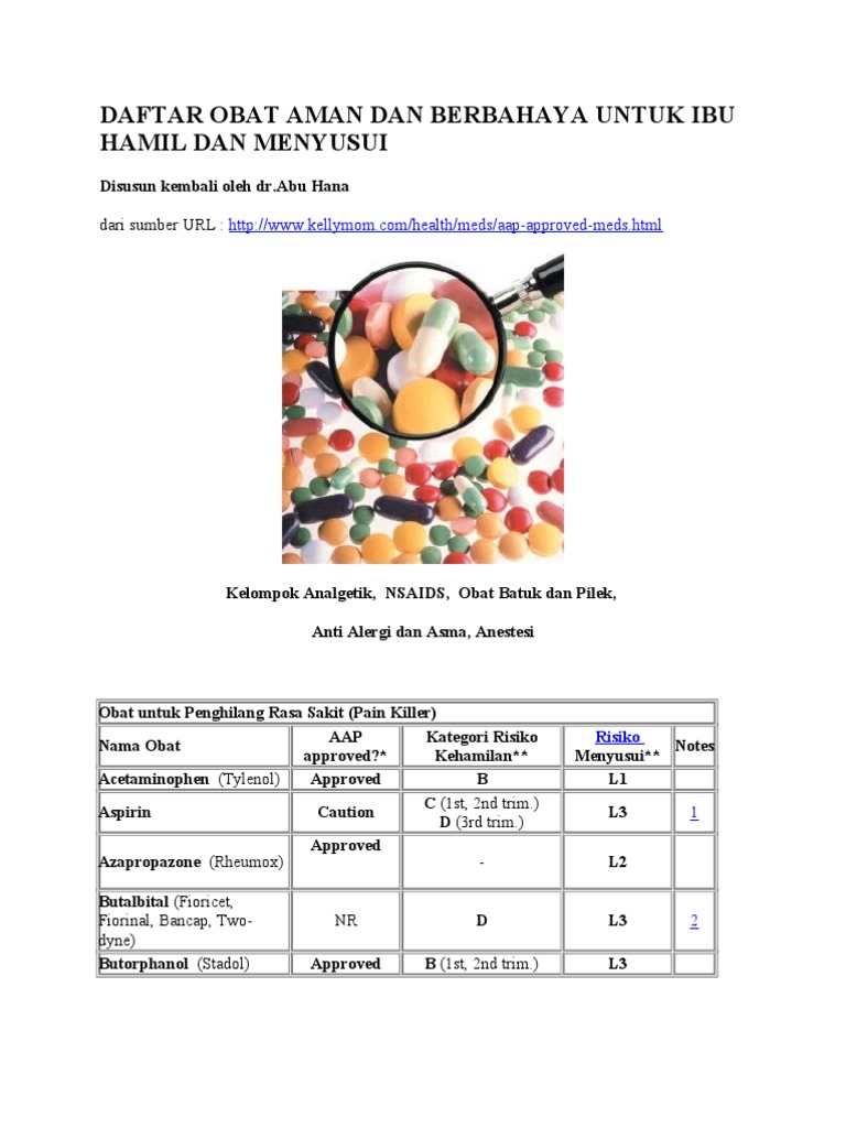 Daftar Obat Aman Ibu Hamil Dan Menyusui | Breastfeeding | Analgesic