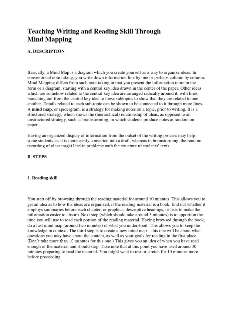 Teaching Writing And Reading Skill Through Mind Map Pdf