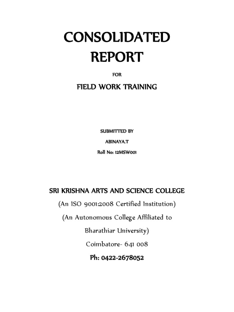 MSW Field Work Training Report | PDF | Field Research | Disability