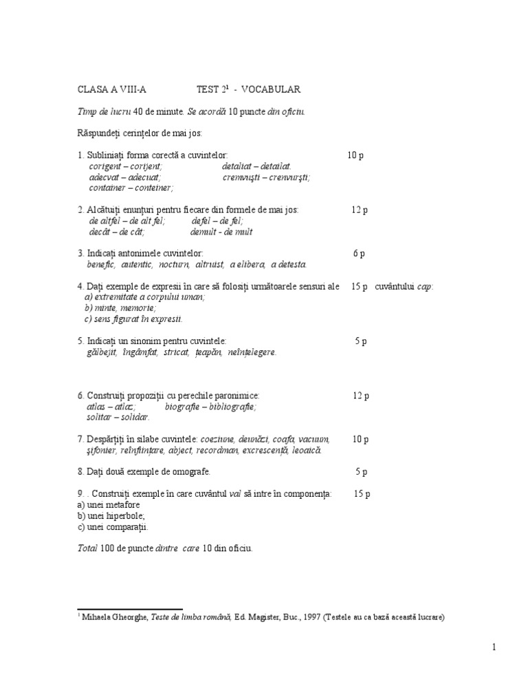 Test 2 Cls Viii Vocabular | PDF