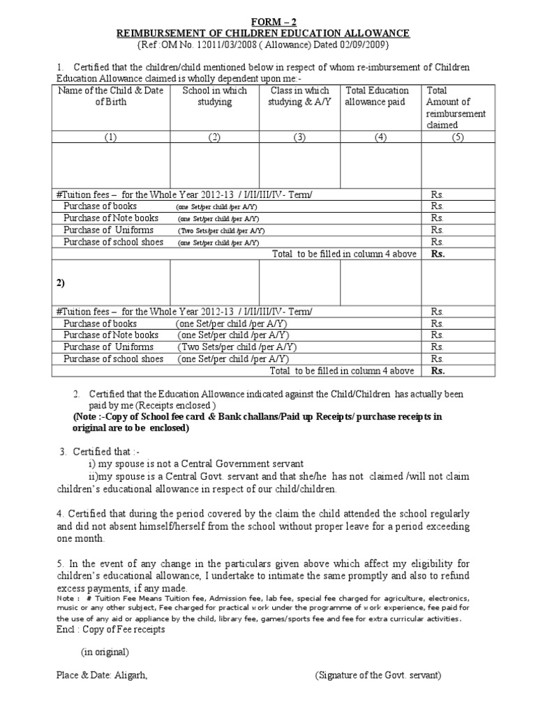 children-education-allowance-claim-form-fee-tuition-payments