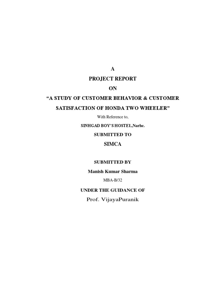 Honda Two-Wheeler Customer Study | PDF | Consumer Behaviour | Motorcycle