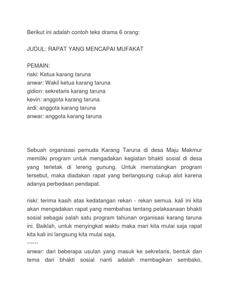 Berikut Ini Adalah Contoh Teks Drama 6 Orang PDF
