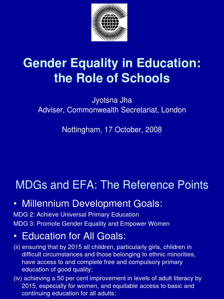 Promoting Gender Equality in Education | PDF | Gender Role | Millennium ...