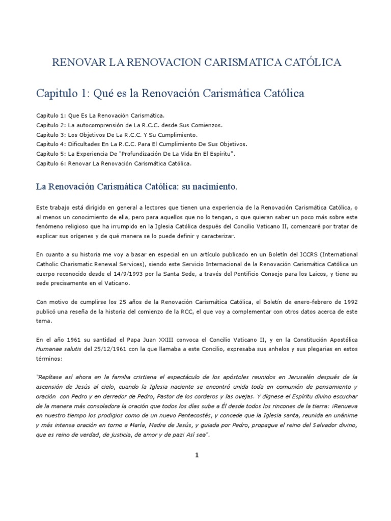 La Renovacion Carismatica Católica Pdf Confirmación Espíritu Santo