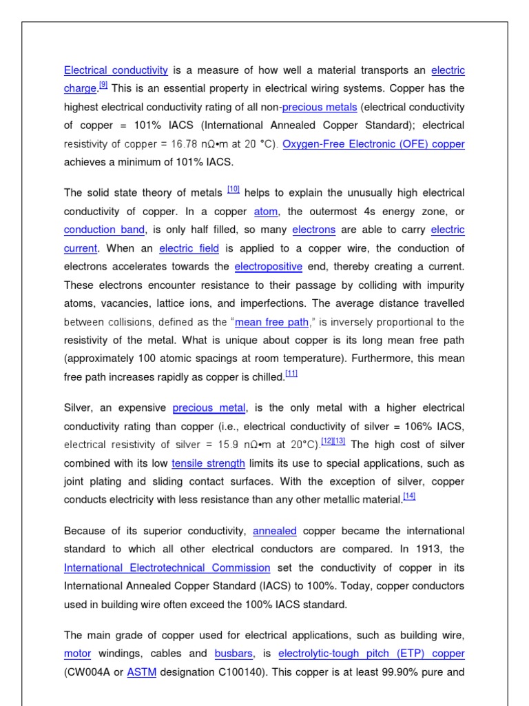 Copper | PDF | Electrical Resistivity And Conductivity | Electricity