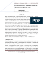 IJRMEC Volume2, Issue 11 (November 2012) ISSN: 2250-057X Financial Performance of Textile Industry: A Study On Listed Companies of Tamil Nadu