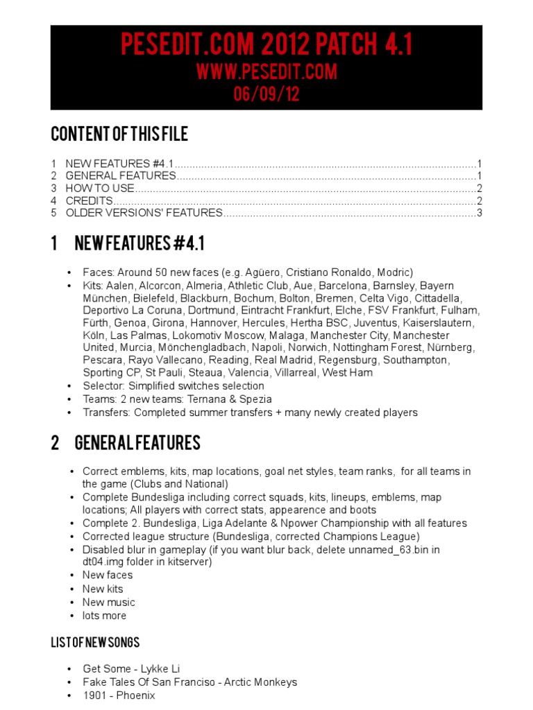 Content of This File: List of New Songs | PDF
