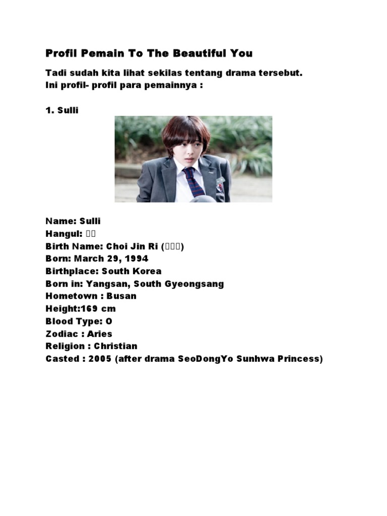 Profil Pemain To The Beautiful You