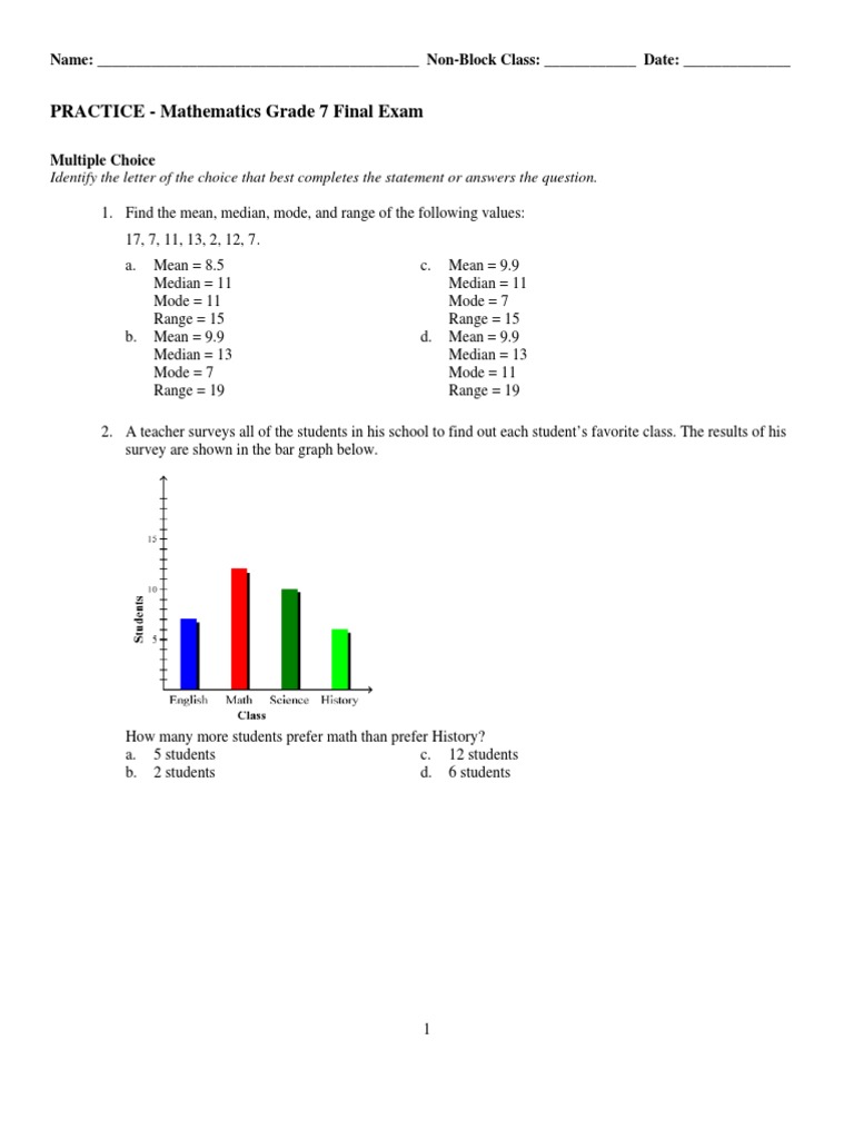 7th Grade Math Final Exam Practice | PDF | Rectangle | Triangle