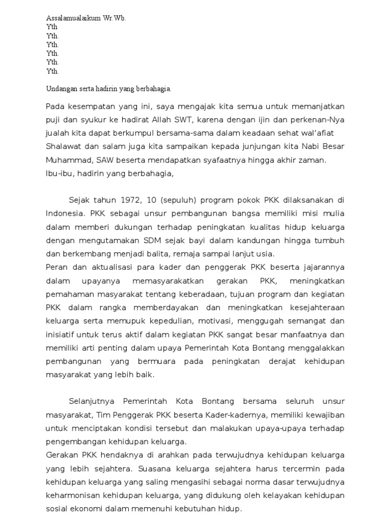 83 Contoh Pidato Hari Pkk Meningkatkan Derajat Kehidupan Masyarakat