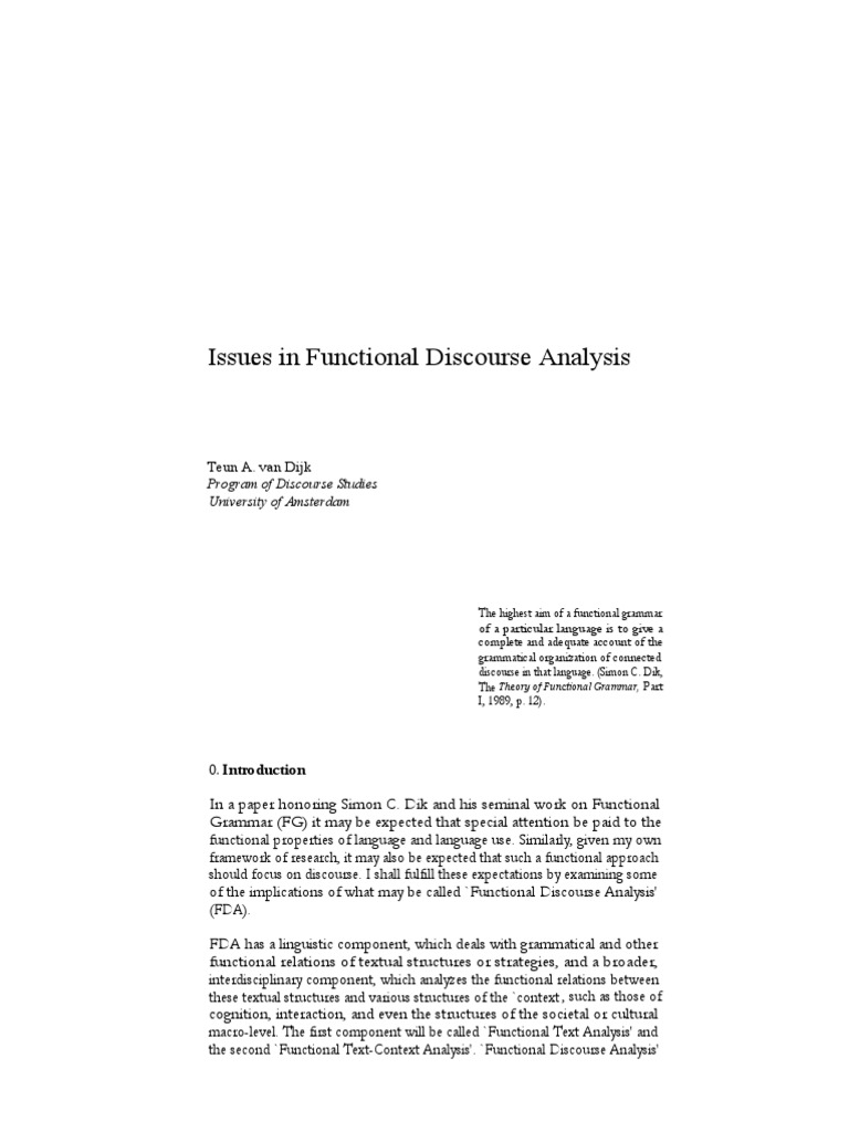 Functional Discourse Analysis Insights | PDF