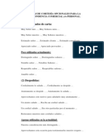 FORMULAS DE CORTESÍA OPCIONALES PARA LA CORRESPONDENCIA COMERCIAL y