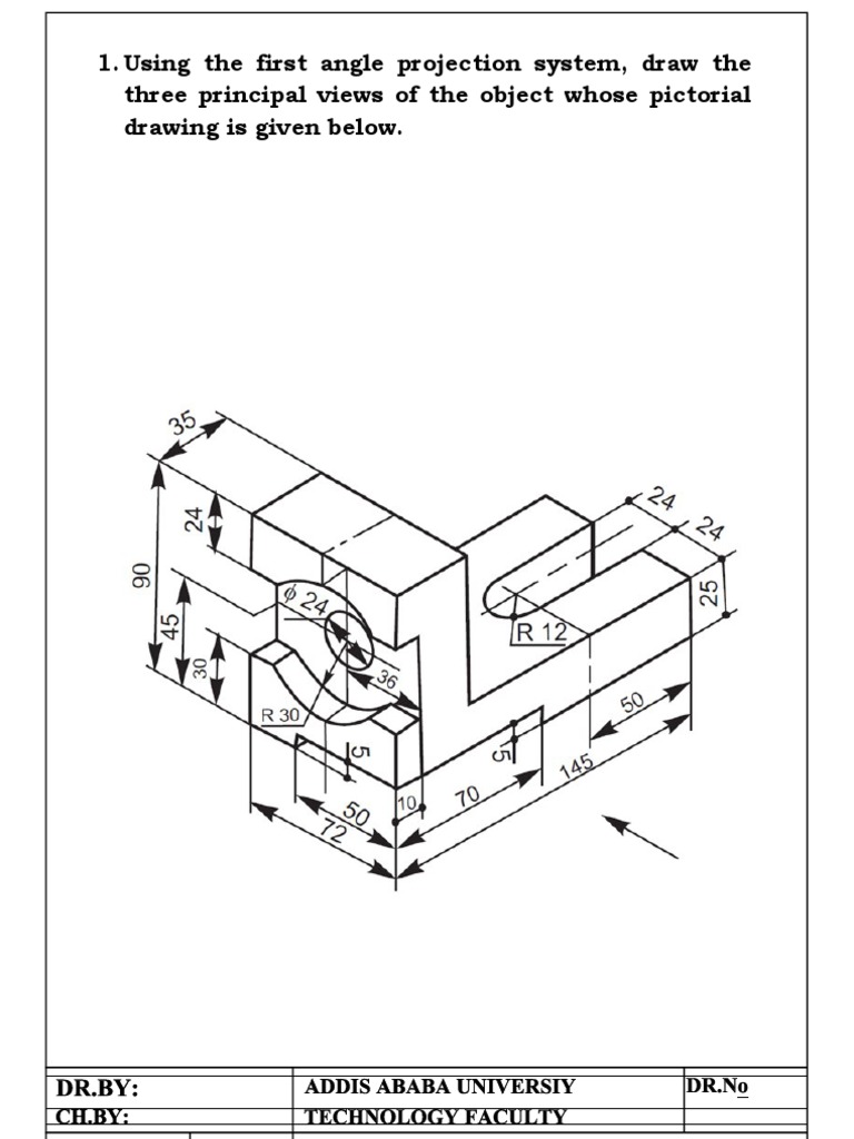 First Angle Projection Drawing Guide | PDF